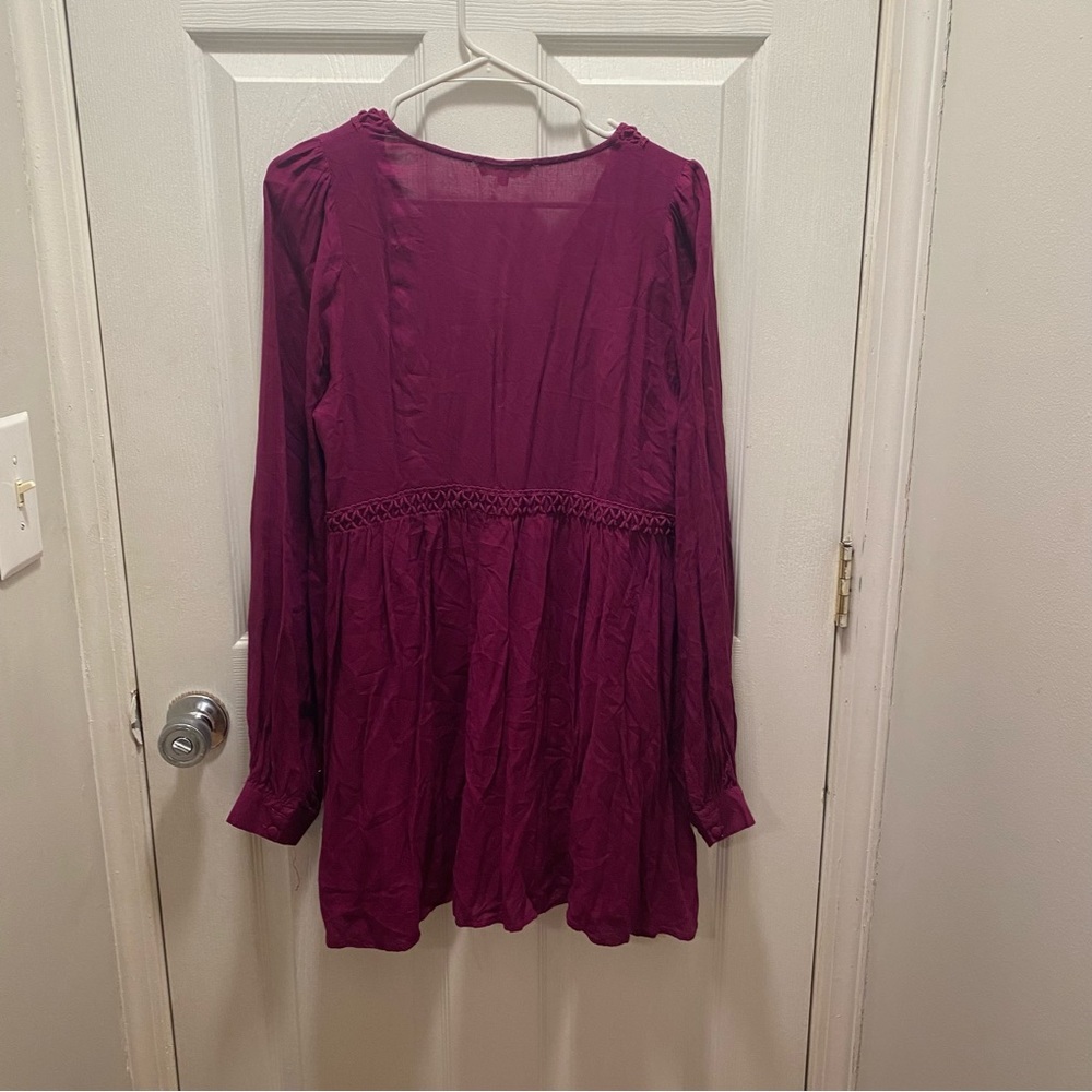 Entro long sleeve purple bohemian style mini dress - Picture 2 of 3
